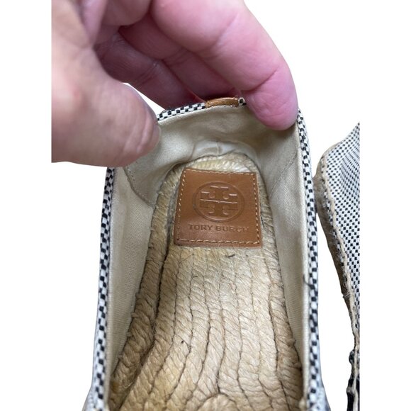 Tory Burch Womens Black white checkered espadrille flats shoes size 7M SKU 9353 - Picture 10 of 14